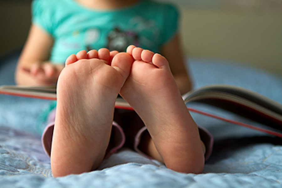 feet kids Funny kids. Little siblings with bare feet clipping nails on ...